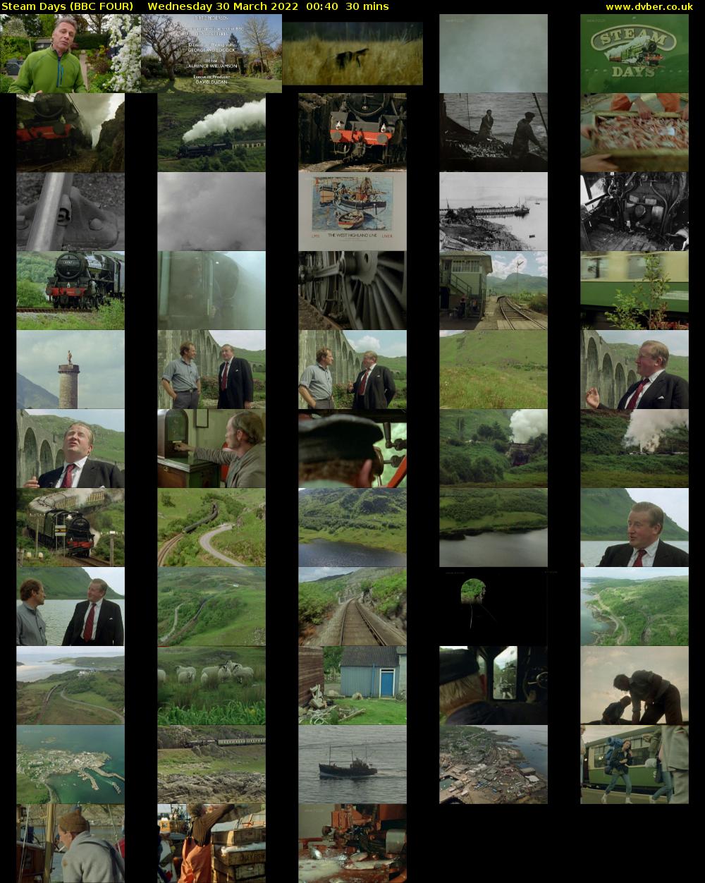 Steam Days (BBC FOUR) Wednesday 30 March 2022 00:40 - 01:10