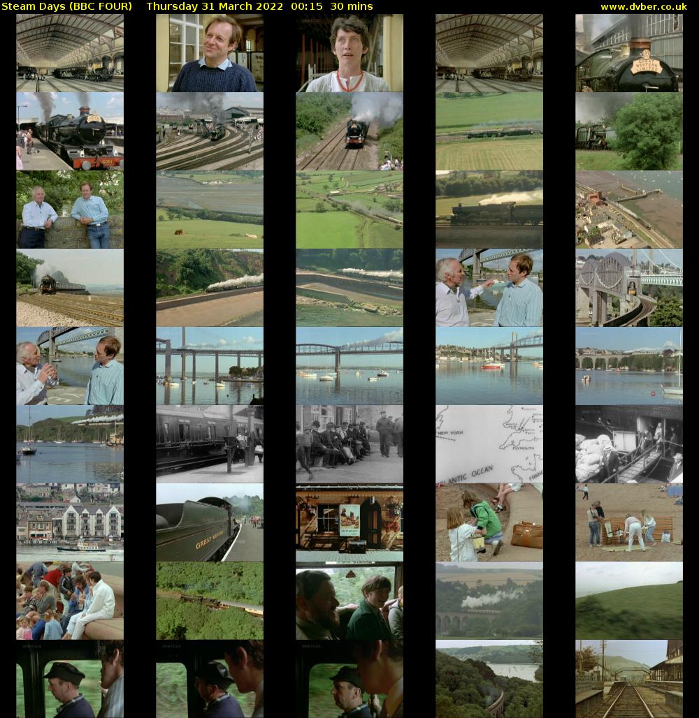 Steam Days (BBC FOUR) Thursday 31 March 2022 00:15 - 00:45