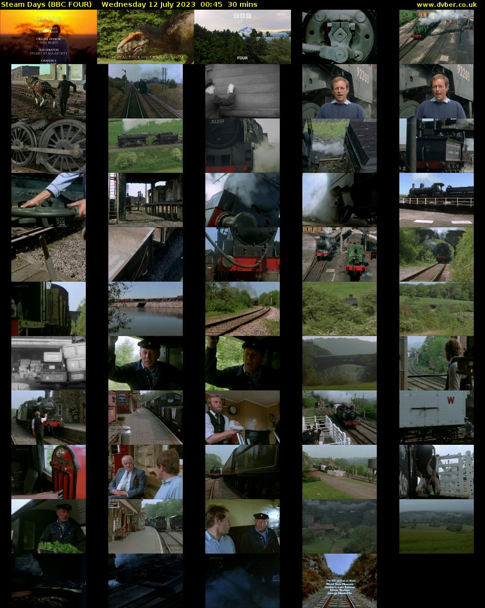 Steam Days (BBC FOUR) Wednesday 12 July 2023 00:45 - 01:15