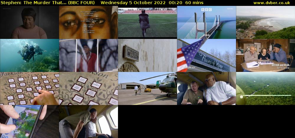 Stephen: The Murder That... (BBC FOUR) Wednesday 5 October 2022 00:20 - 01:20