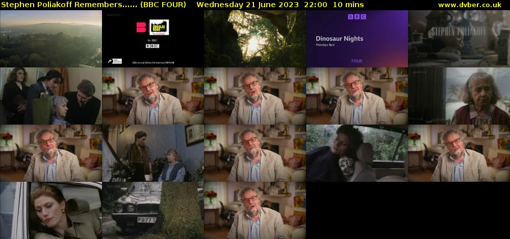 Stephen Poliakoff Remembers...... (BBC FOUR) Wednesday 21 June 2023 22:00 - 22:10