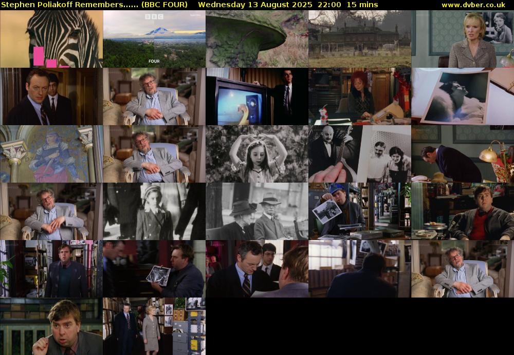 Stephen Poliakoff Remembers...... (BBC FOUR) Wednesday 13 August 2025 22:00 - 22:15