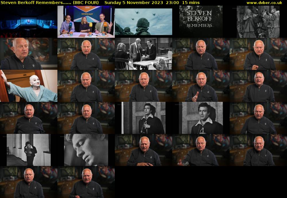 Steven Berkoff Remembers...... (BBC FOUR) Sunday 5 November 2023 23:00 - 23:15
