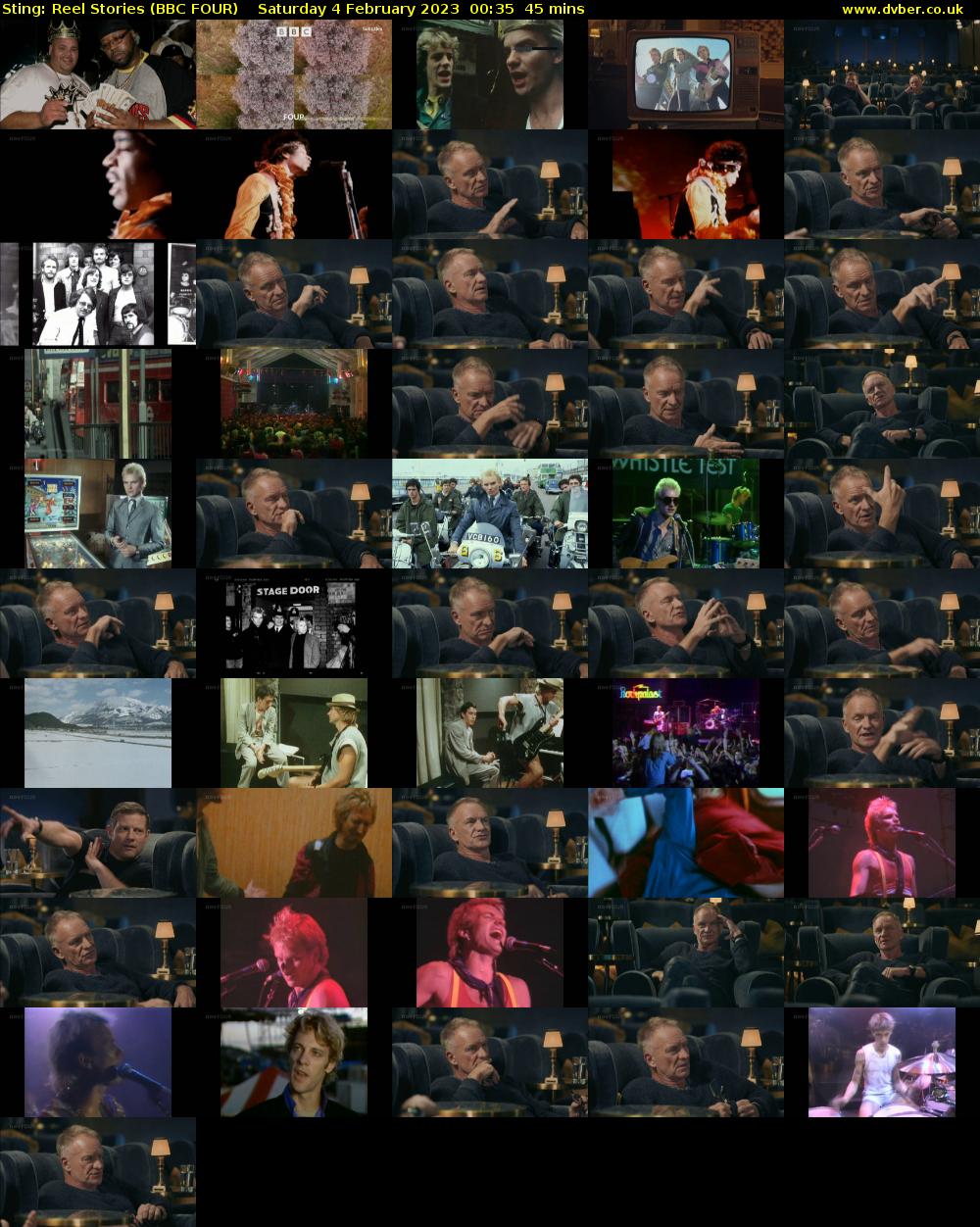 Sting: Reel Stories (BBC FOUR) Saturday 4 February 2023 00:35 - 01:20