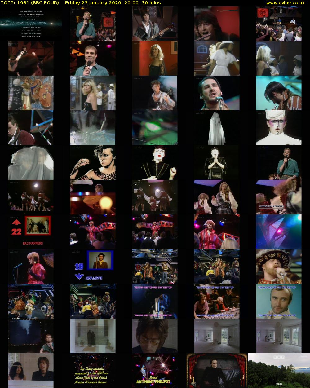 TOTP: 1981 (BBC FOUR) Friday 23 January 2026 20:00 - 20:30