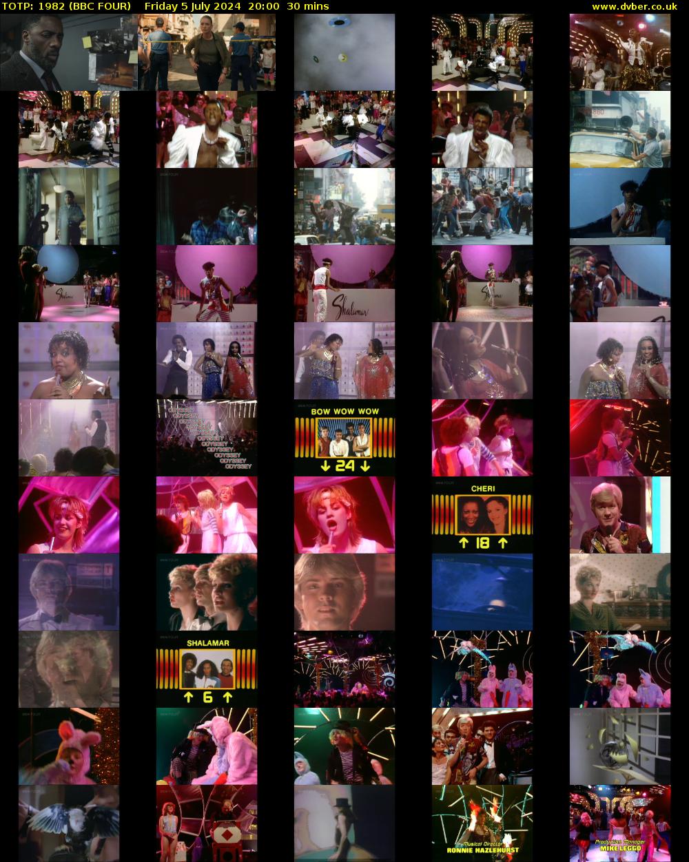TOTP: 1982 (BBC FOUR) Friday 5 July 2024 20:00 - 20:30