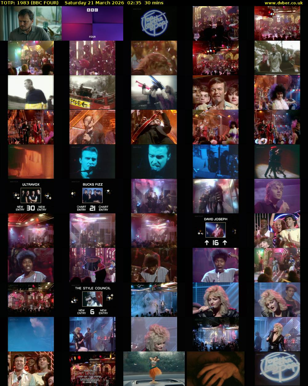 TOTP: 1983 (BBC FOUR) Saturday 21 March 2026 02:35 - 03:05