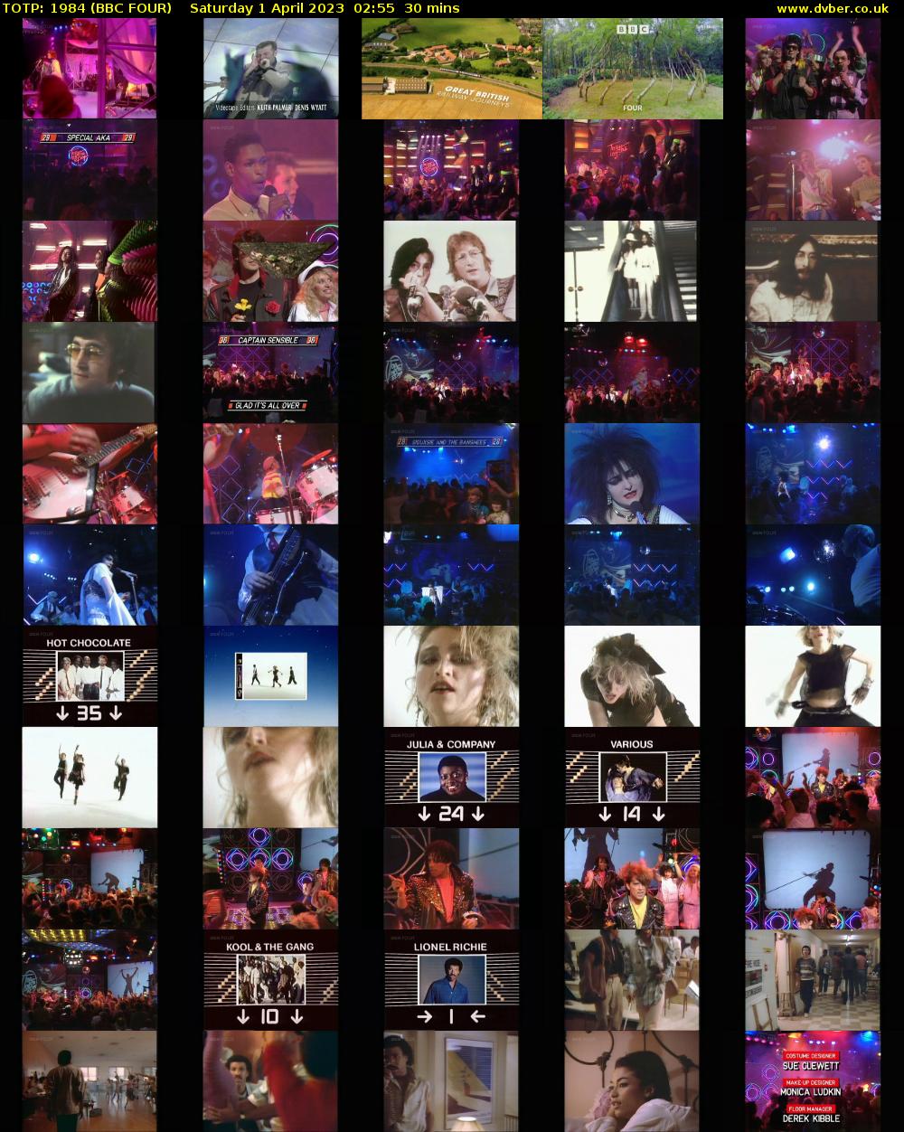 TOTP: 1984 (BBC FOUR) Saturday 1 April 2023 02:55 - 03:25