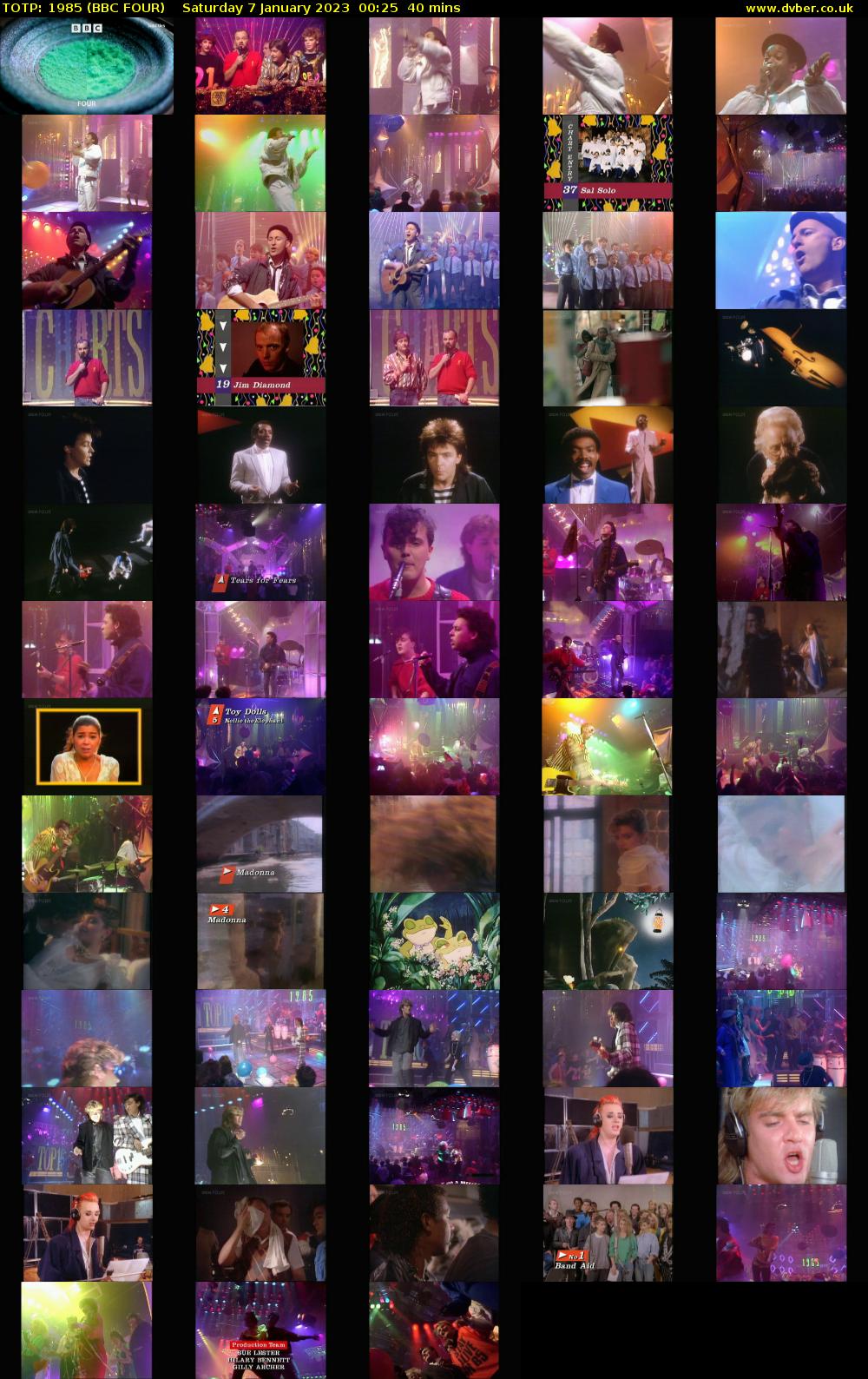 TOTP: 1985 (BBC FOUR) Saturday 7 January 2023 00:25 - 01:05