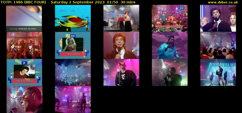 TOTP: 1986 (BBC FOUR) Saturday 2 September 2023 01:50 - 02:20