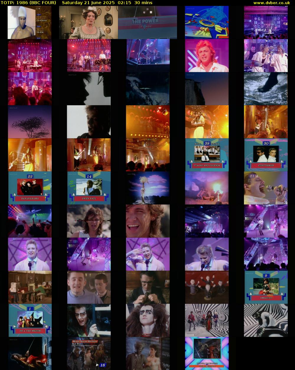TOTP: 1986 (BBC FOUR) Saturday 21 June 2025 02:15 - 02:45