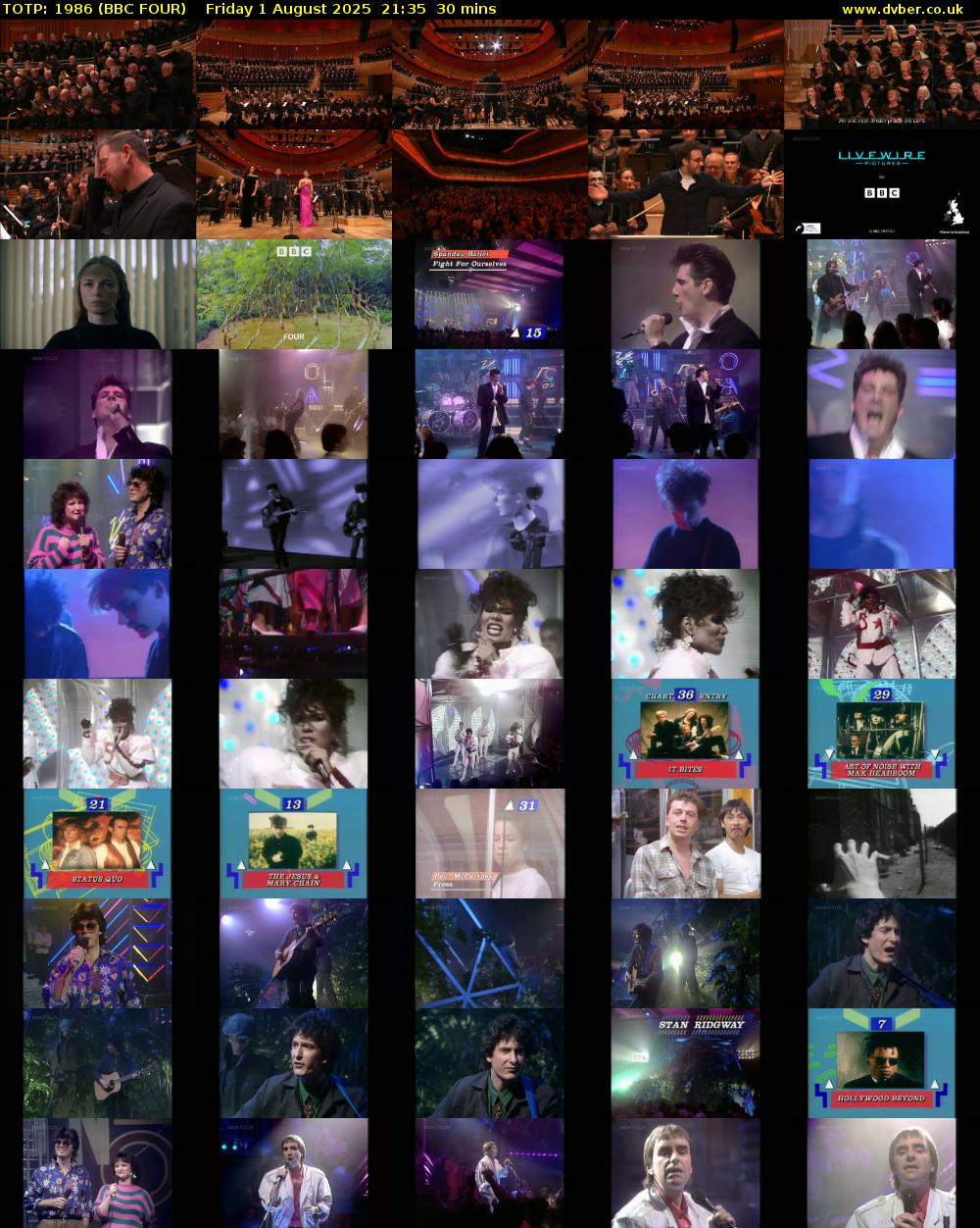 TOTP: 1986 (BBC FOUR) Friday 1 August 2025 21:35 - 22:05