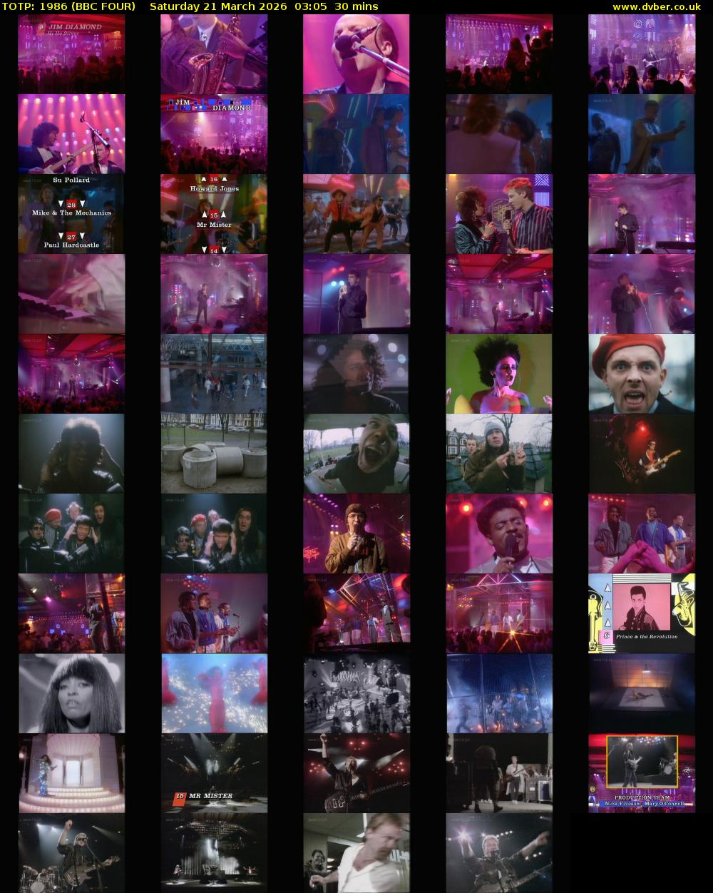 TOTP: 1986 (BBC FOUR) Saturday 21 March 2026 03:05 - 03:35