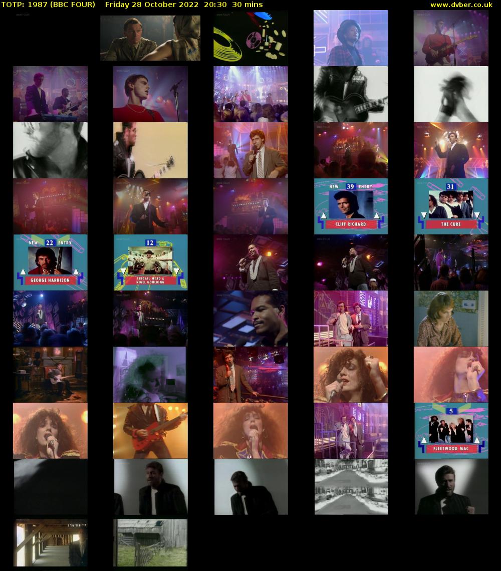 TOTP: 1987 (BBC FOUR) Friday 28 October 2022 20:30 - 21:00