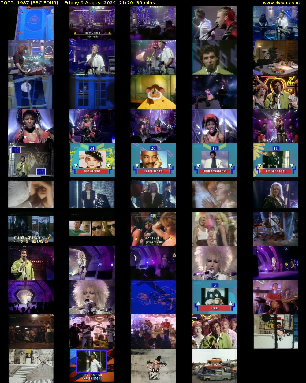 TOTP: 1987 (BBC FOUR) Friday 9 August 2024 21:20 - 21:50