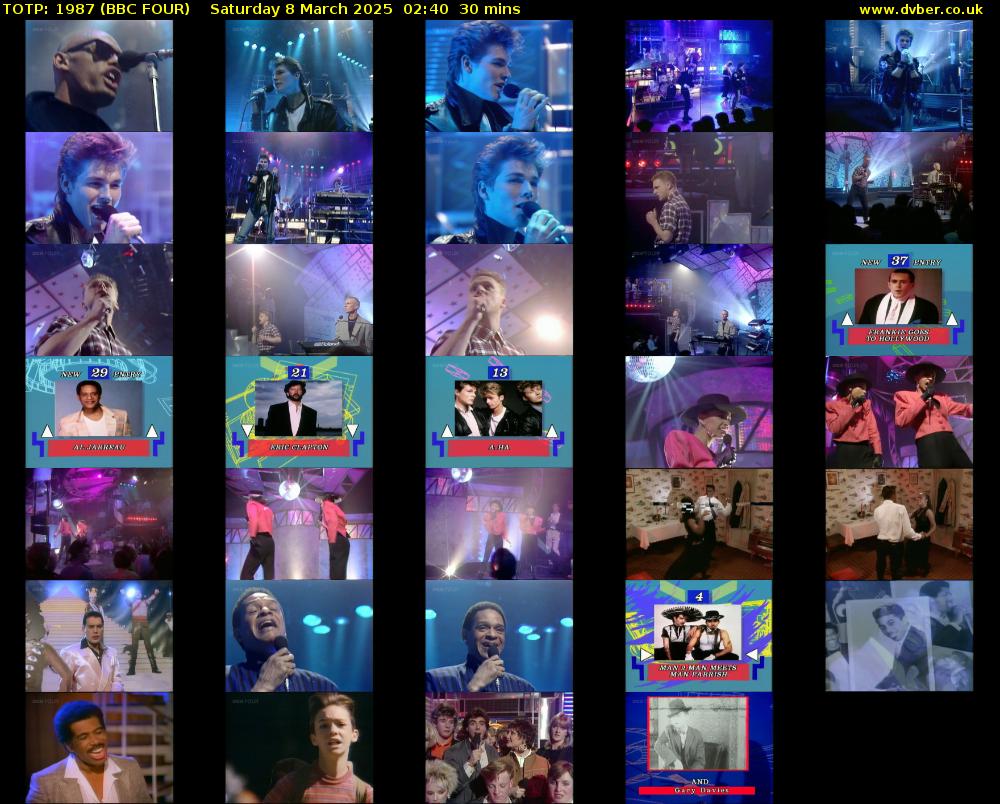 TOTP: 1987 (BBC FOUR) Saturday 8 March 2025 02:40 - 03:10