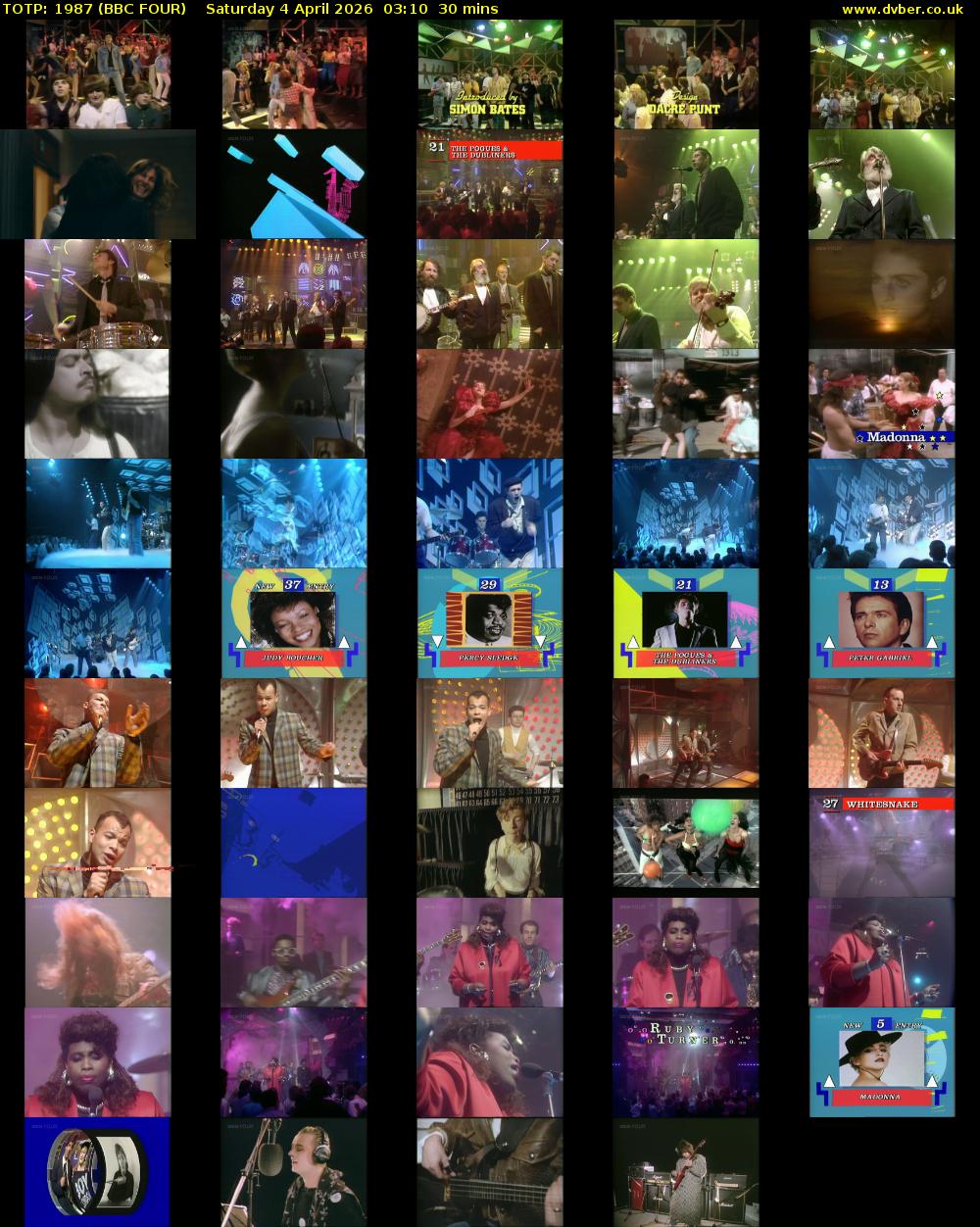 TOTP: 1987 (BBC FOUR) Saturday 4 April 2026 03:10 - 03:40