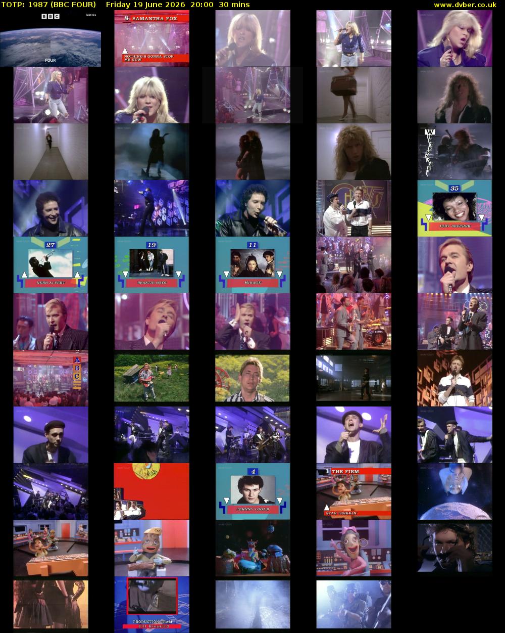 TOTP: 1987 (BBC FOUR) Friday 19 June 2026 20:00 - 20:30