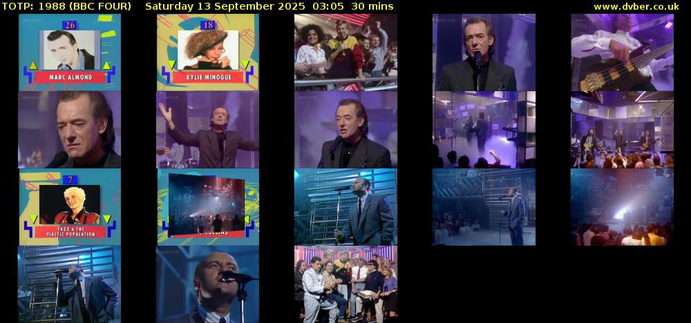 TOTP: 1988 (BBC FOUR) Saturday 13 September 2025 03:05 - 03:35