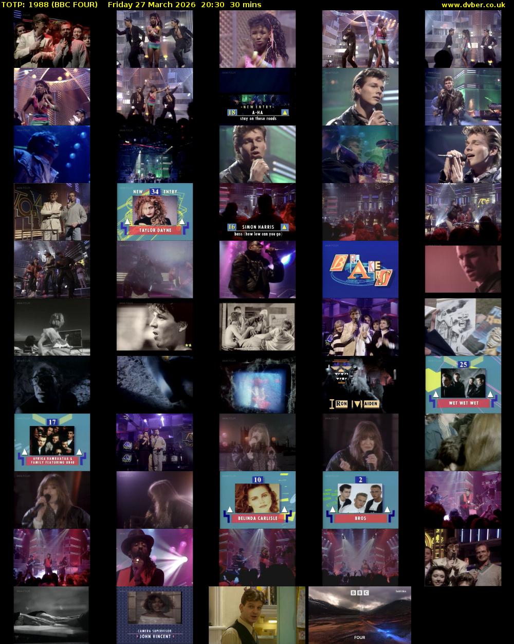 TOTP: 1988 (BBC FOUR) Friday 27 March 2026 20:30 - 21:00