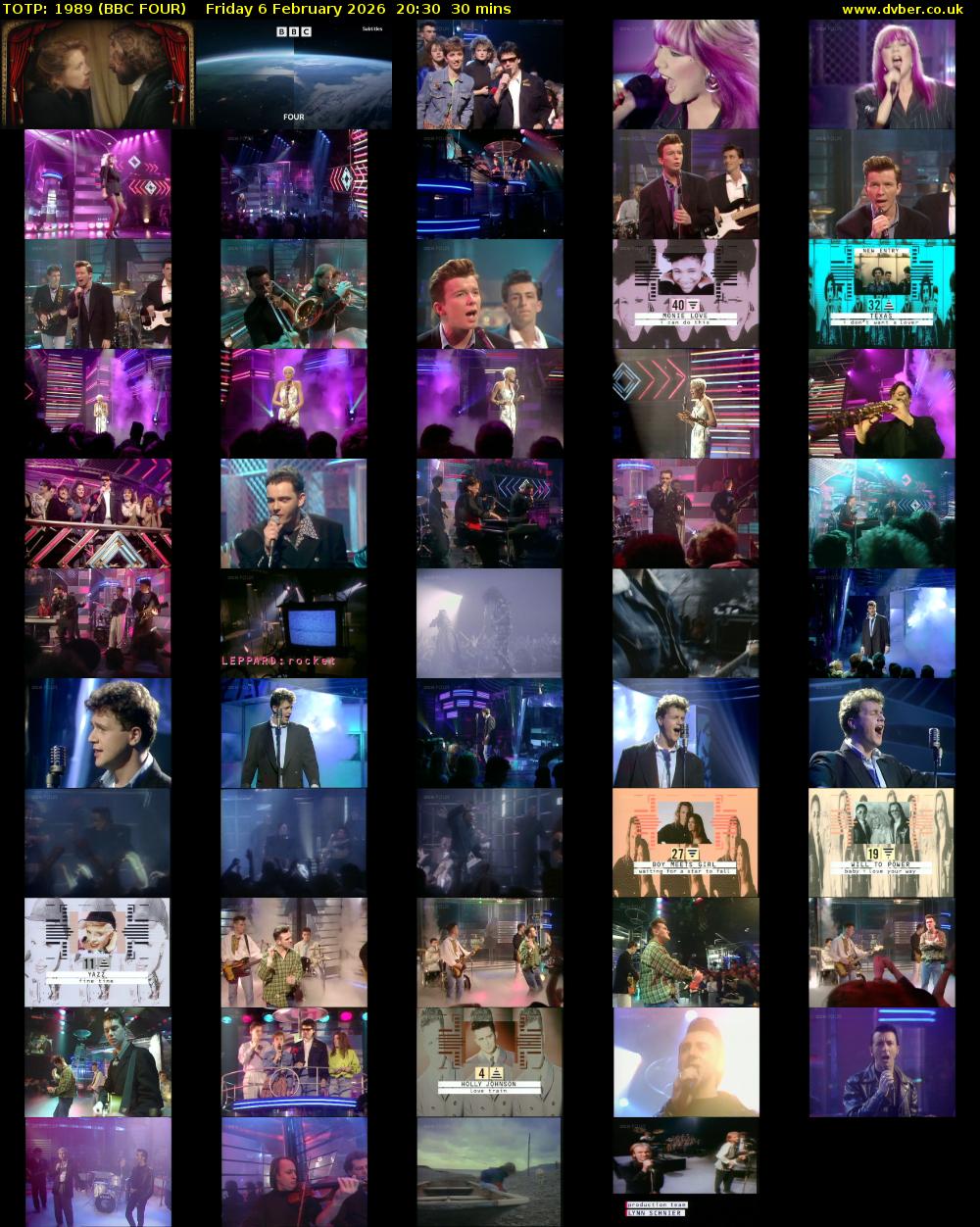 TOTP: 1989 (BBC FOUR) Friday 6 February 2026 20:30 - 21:00