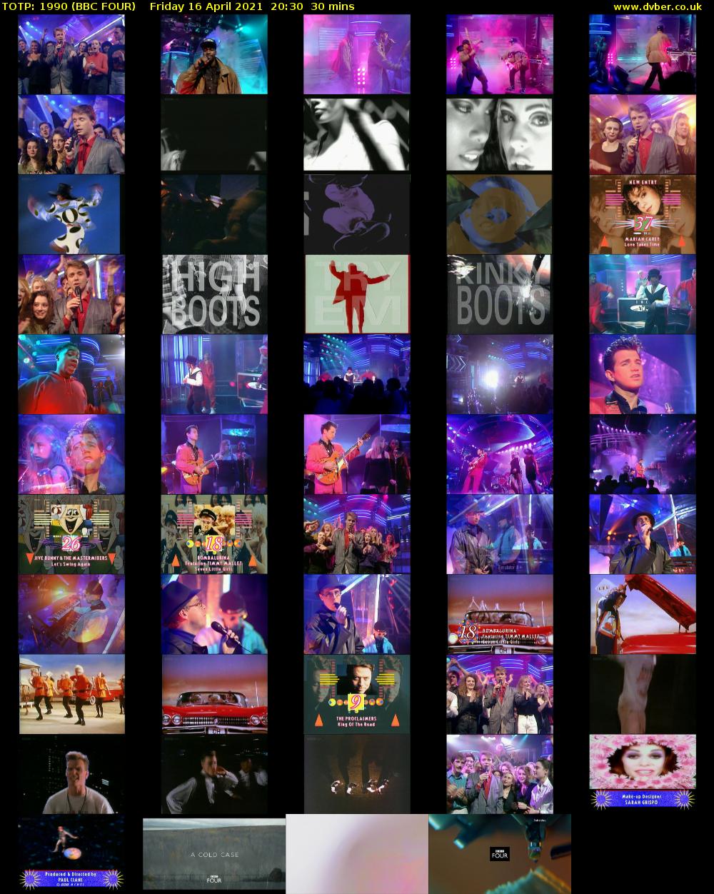 TOTP: 1990 (BBC FOUR) Friday 16 April 2021 20:30 - 21:00