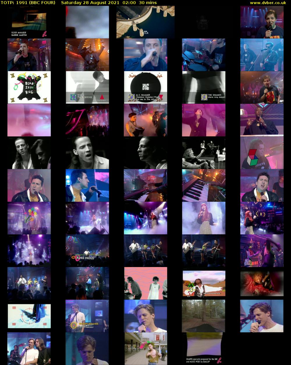 TOTP: 1991 (BBC FOUR) Saturday 28 August 2021 02:00 - 02:30
