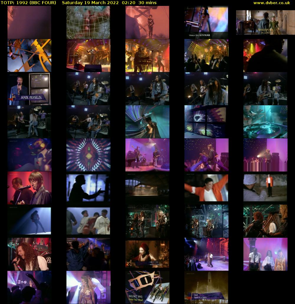 TOTP: 1992 (BBC FOUR) Saturday 19 March 2022 02:20 - 02:50