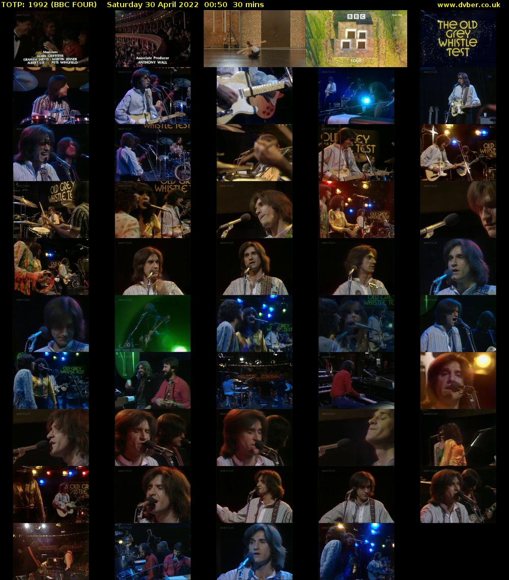 TOTP: 1992 (BBC FOUR) Saturday 30 April 2022 00:50 - 01:20