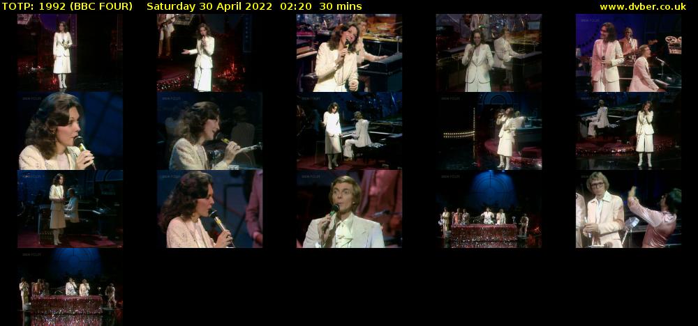 TOTP: 1992 (BBC FOUR) Saturday 30 April 2022 02:20 - 02:50