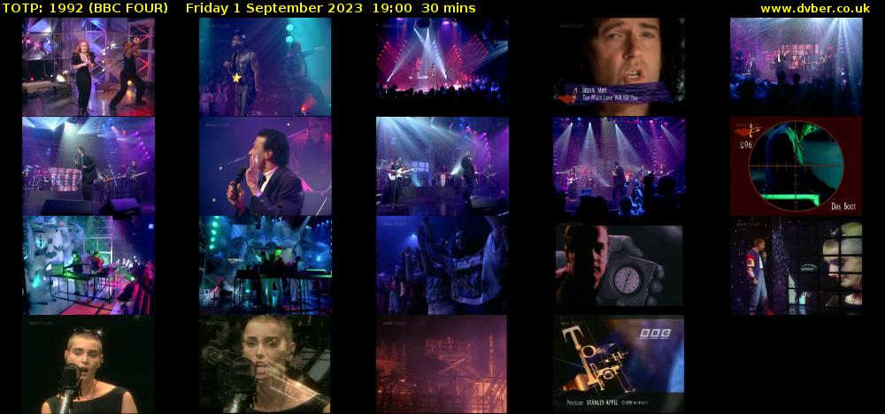 TOTP: 1992 (BBC FOUR) Friday 1 September 2023 19:00 - 19:30