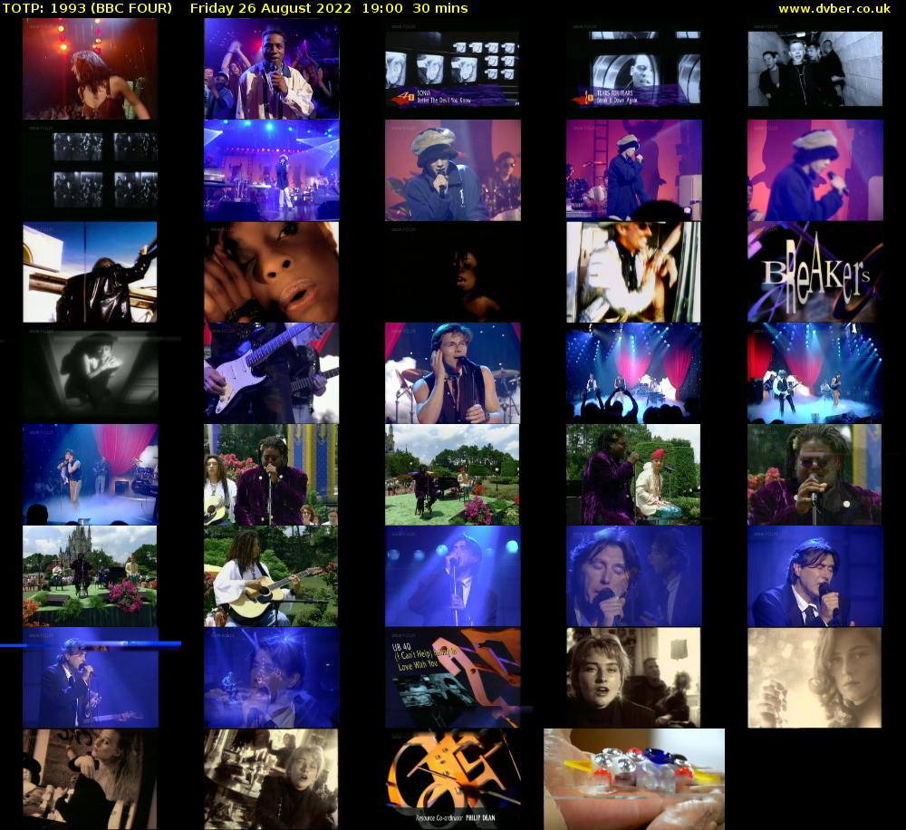 TOTP: 1993 (BBC FOUR) Friday 26 August 2022 19:00 - 19:30