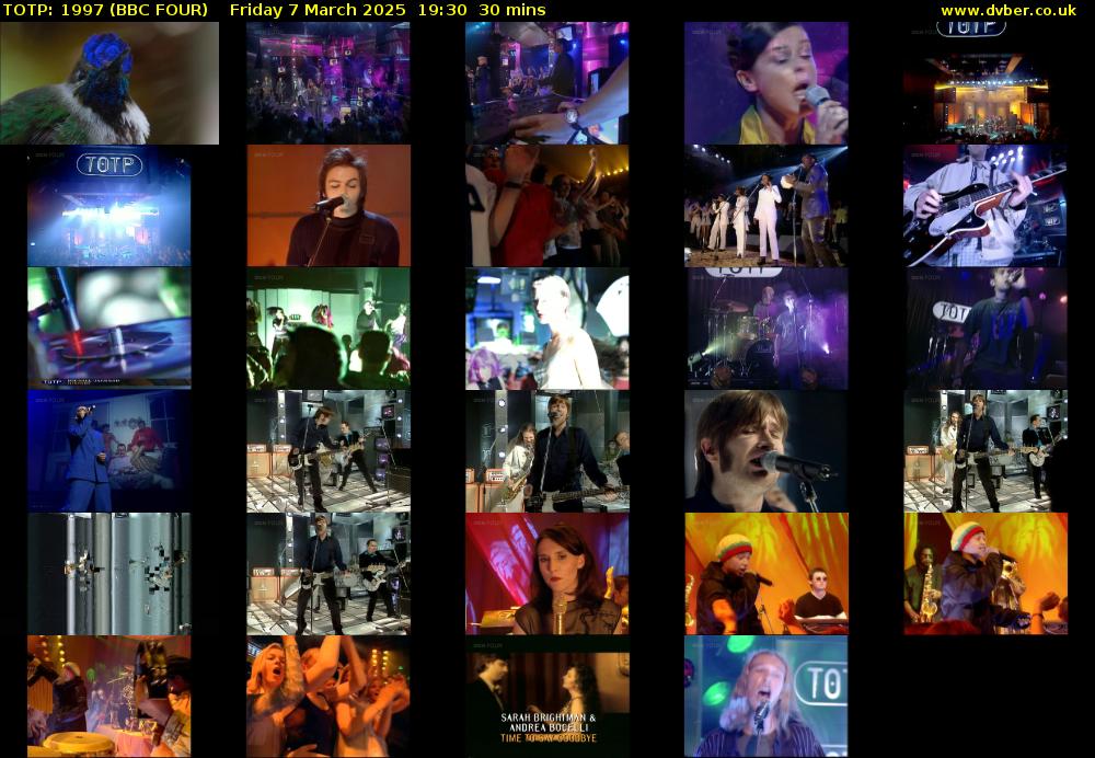 TOTP: 1997 (BBC FOUR) Friday 7 March 2025 19:30 - 20:00