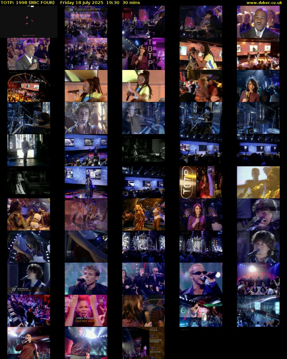 TOTP: 1998 (BBC FOUR) Friday 18 July 2025 19:30 - 20:00