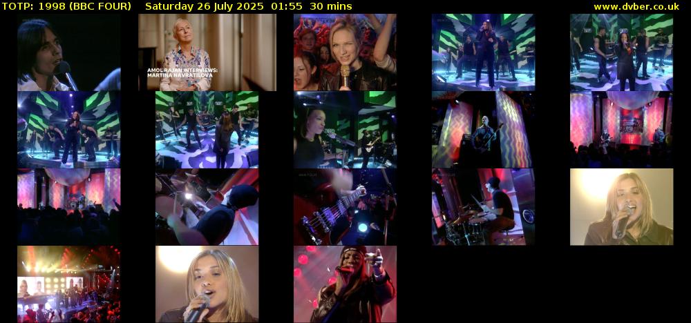 TOTP: 1998 (BBC FOUR) Saturday 26 July 2025 01:55 - 02:25