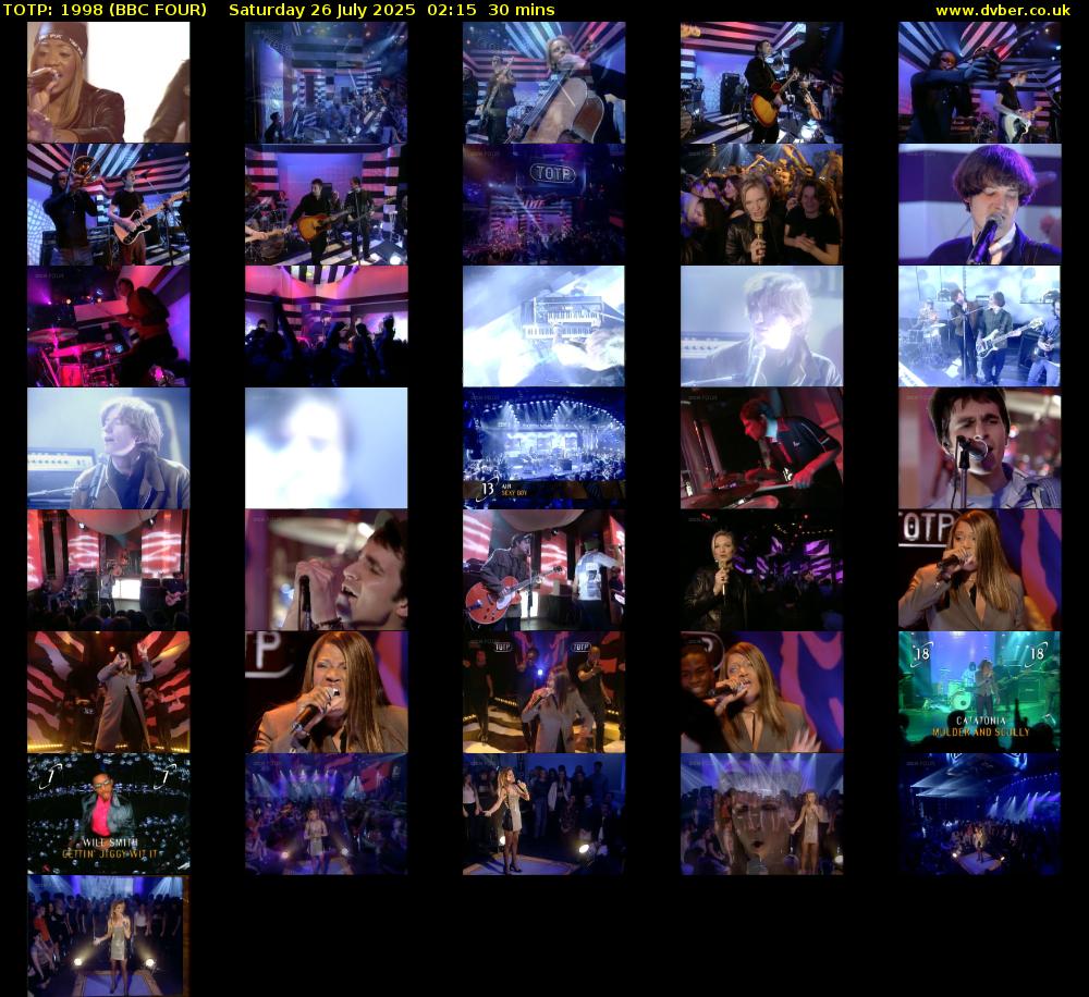 TOTP: 1998 (BBC FOUR) Saturday 26 July 2025 02:15 - 02:45