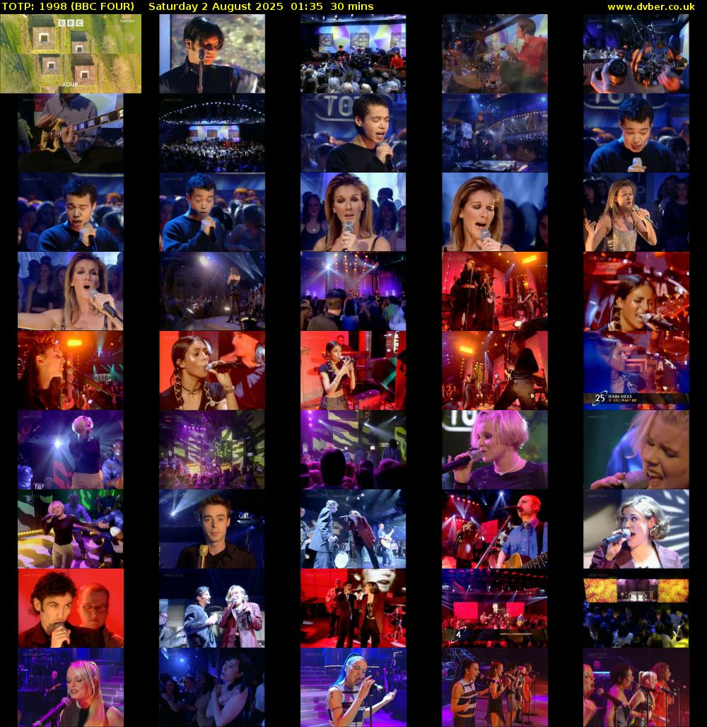 TOTP: 1998 (BBC FOUR) Saturday 2 August 2025 01:35 - 02:05