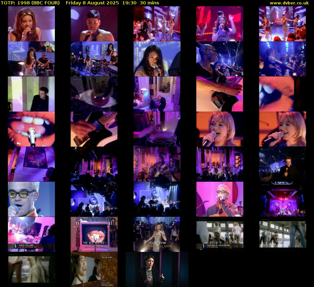 TOTP: 1998 (BBC FOUR) Friday 8 August 2025 19:30 - 20:00