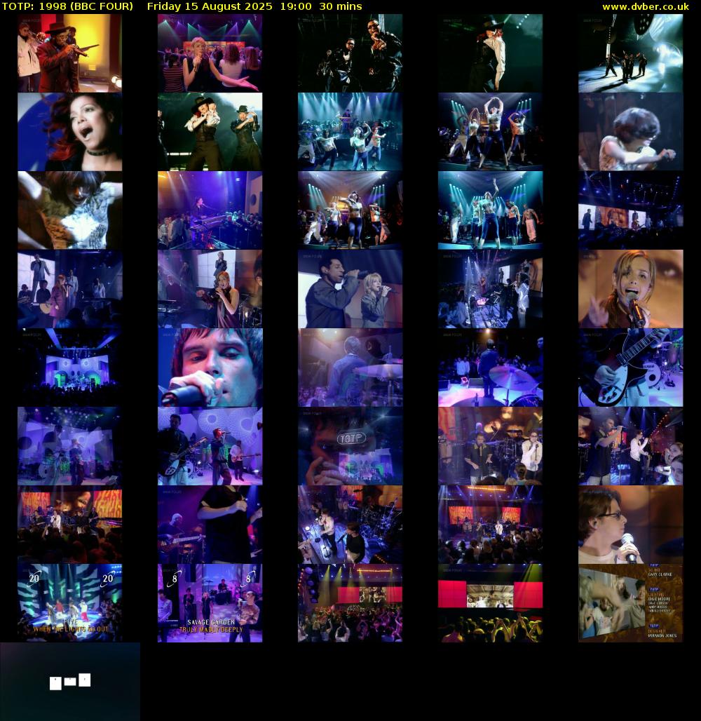 TOTP: 1998 (BBC FOUR) Friday 15 August 2025 19:00 - 19:30