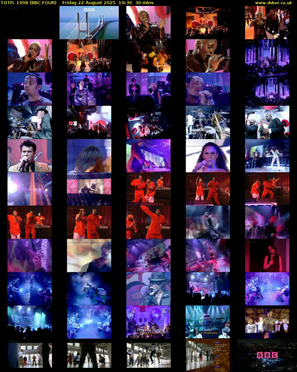 TOTP: 1998 (BBC FOUR) Friday 22 August 2025 19:30 - 20:00