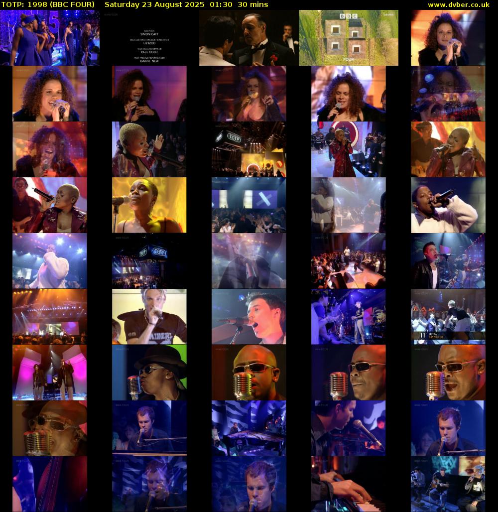 TOTP: 1998 (BBC FOUR) Saturday 23 August 2025 01:30 - 02:00