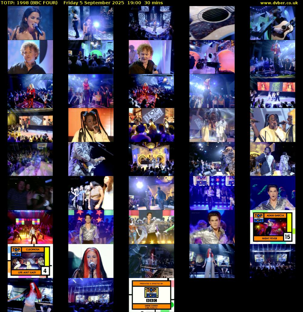 TOTP: 1998 (BBC FOUR) Friday 5 September 2025 19:00 - 19:30