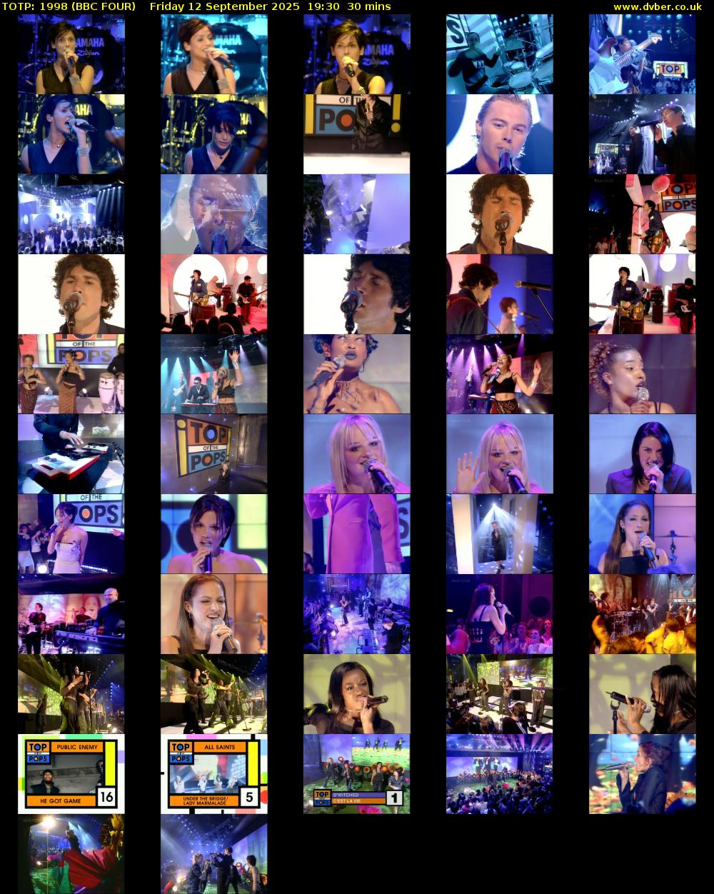 TOTP: 1998 (BBC FOUR) Friday 12 September 2025 19:30 - 20:00