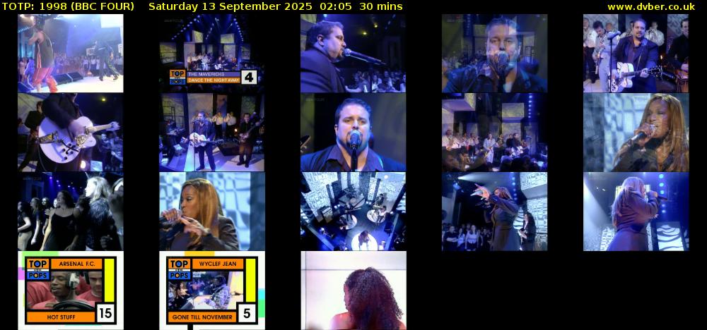 TOTP: 1998 (BBC FOUR) Saturday 13 September 2025 02:05 - 02:35