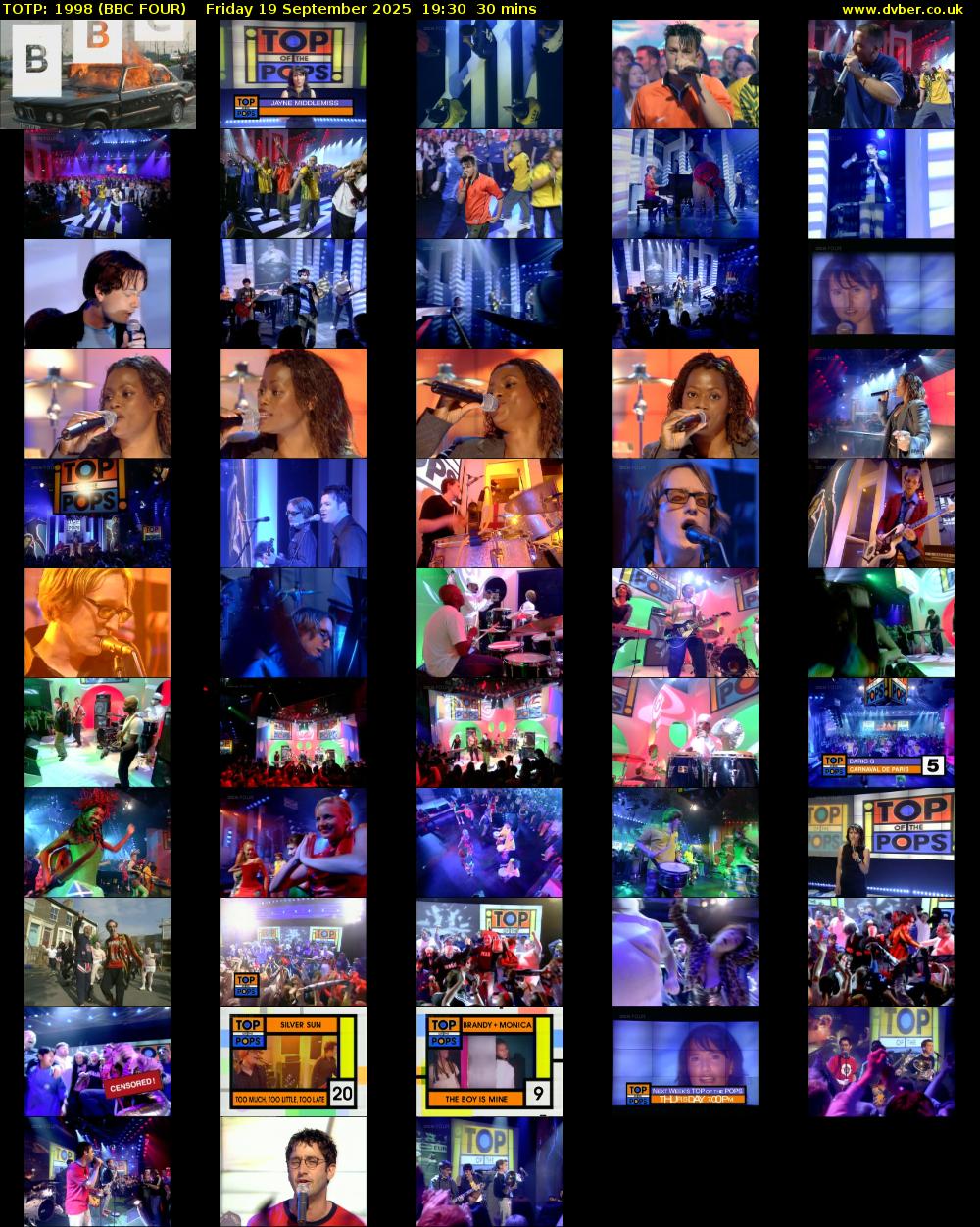 TOTP: 1998 (BBC FOUR) Friday 19 September 2025 19:30 - 20:00