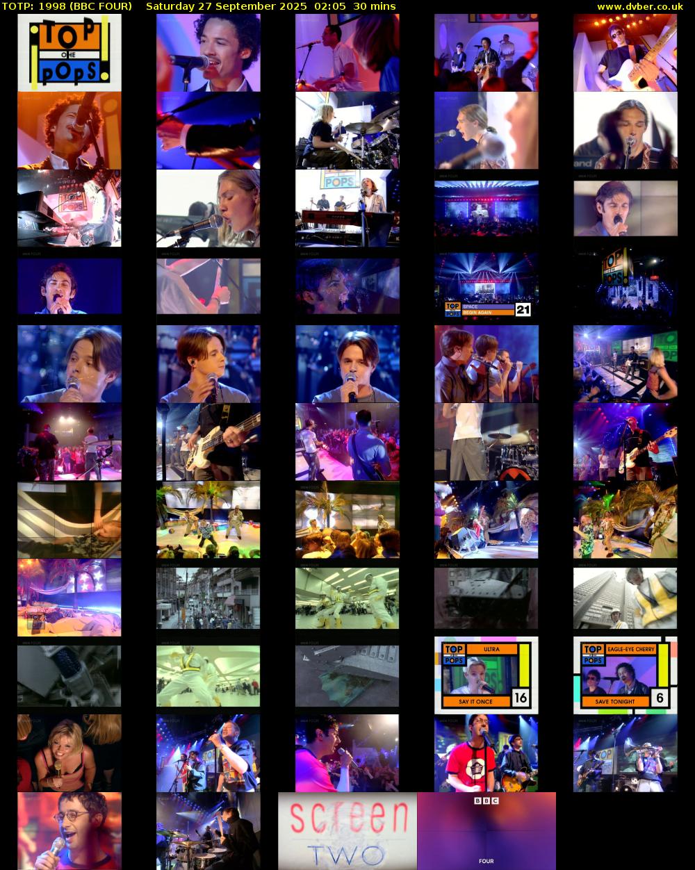 TOTP: 1998 (BBC FOUR) Saturday 27 September 2025 02:05 - 02:35