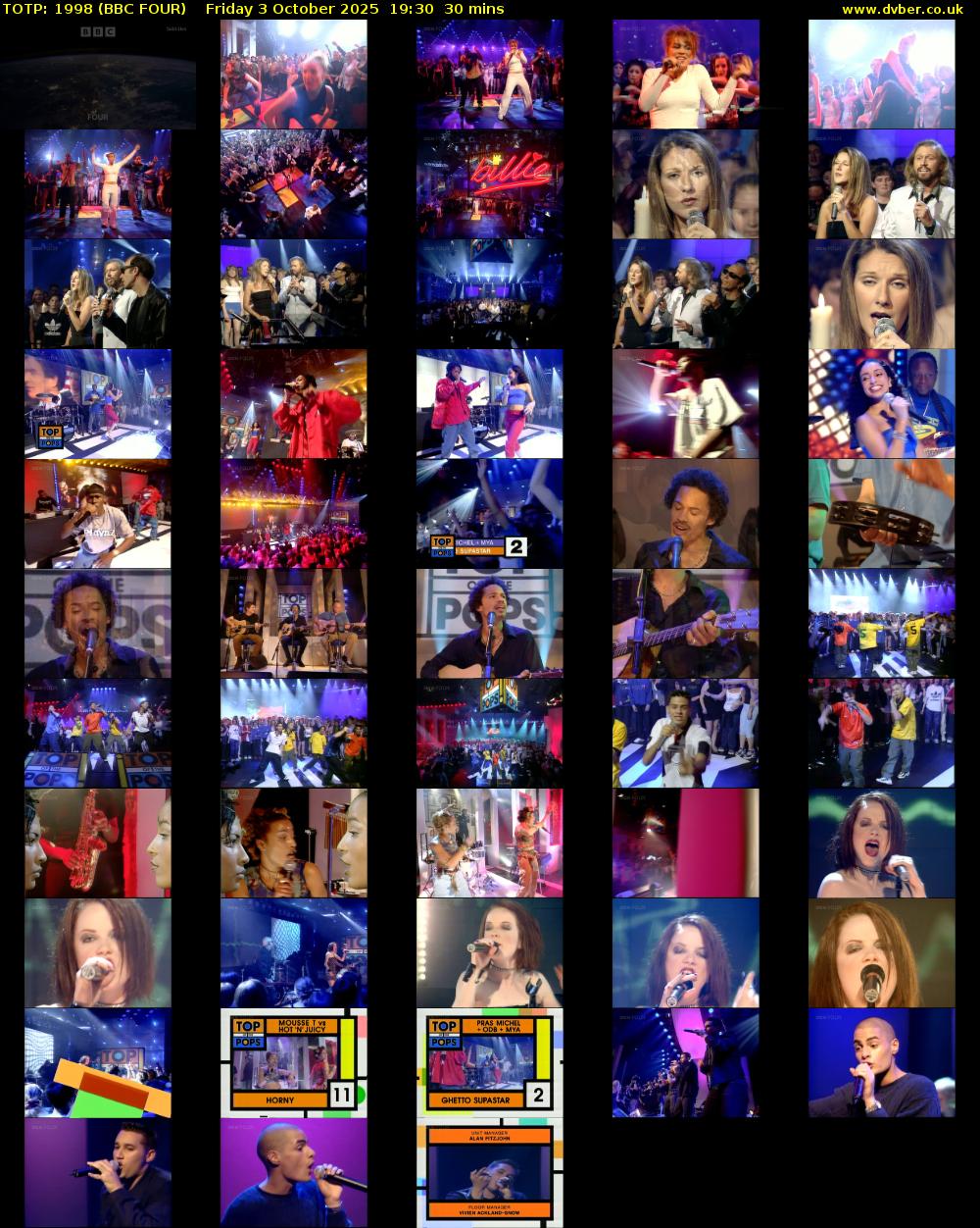 TOTP: 1998 (BBC FOUR) Friday 3 October 2025 19:30 - 20:00