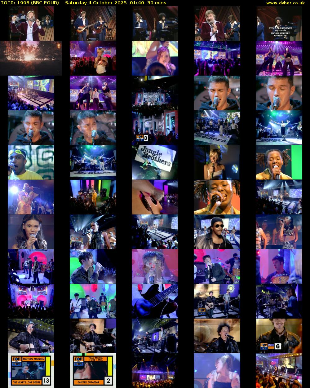 TOTP: 1998 (BBC FOUR) Saturday 4 October 2025 01:40 - 02:10