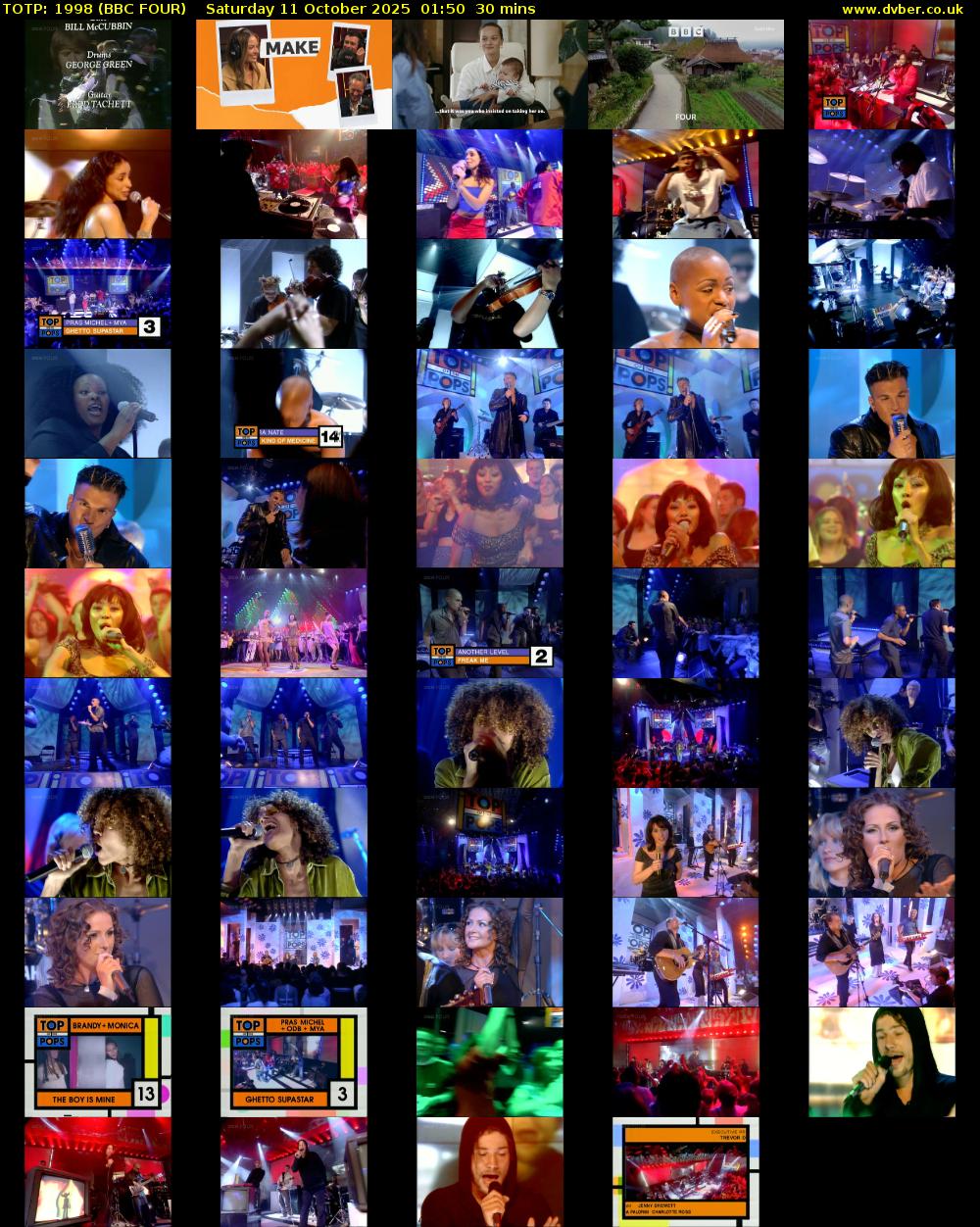 TOTP: 1998 (BBC FOUR) Saturday 11 October 2025 01:50 - 02:20