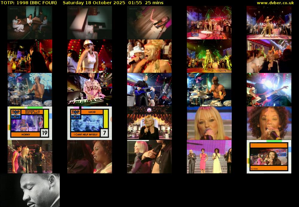 TOTP: 1998 (BBC FOUR) Saturday 18 October 2025 01:55 - 02:20